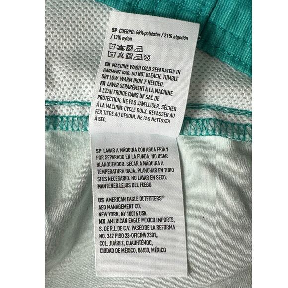 American Eagle Swim Trunks Mens Medium Board Shorts Green Pockets Beach Pool - Picture 7 of 8